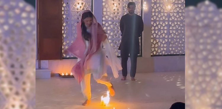 عائزہ خان ڈرامے کی شوٹنگ کے دوران جلنے سے بال بال بچ گئیں، ویڈیو