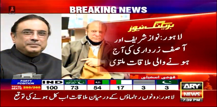 نواز شریف اور آصف علی زرداری کے درمیان اہم ملاقات ملتوی