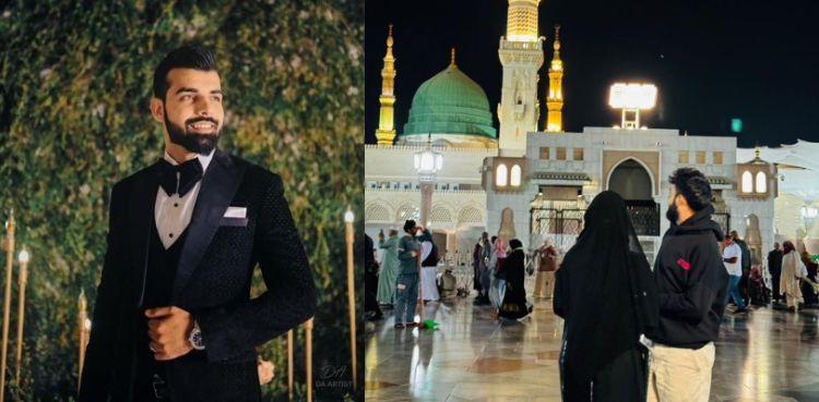 شاداب خان اور اہلیہ کی روضہ رسول ﷺ پر حاضری