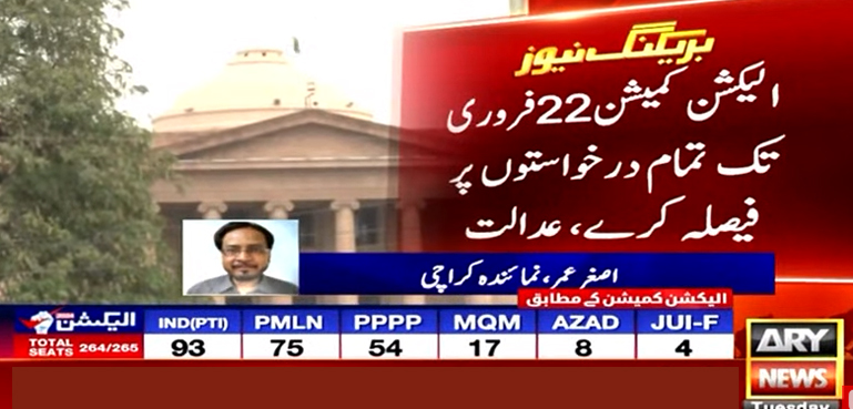 کراچی کے 40 حلقوں کے انتخابی نتائج کیخلاف درخواستوں کی سماعت، عدالت کا الیکشن کمیشن سے رجوع کا حکم