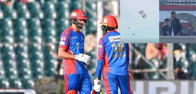 پی ایس ایل 9: جب پتنگ نے کراچی کنگز اور کوئٹہ کا میچ رکوا دیا، ویڈیو دیکھیں