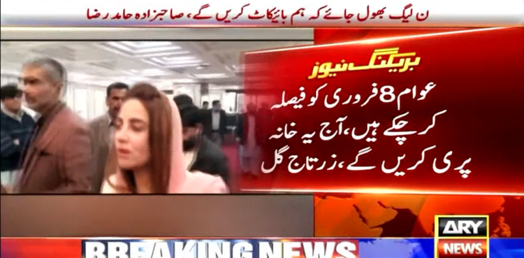 8 فروری کو عوام فیصلہ کر چکی، آج خانہ پوری ہوگی: زرتاج گل