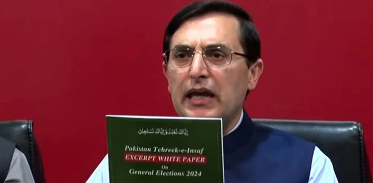پی ٹی آئی نے الیکشن میں مبینہ بے قاعدگیوں پر وائٹ پیپر جاری کر دیا