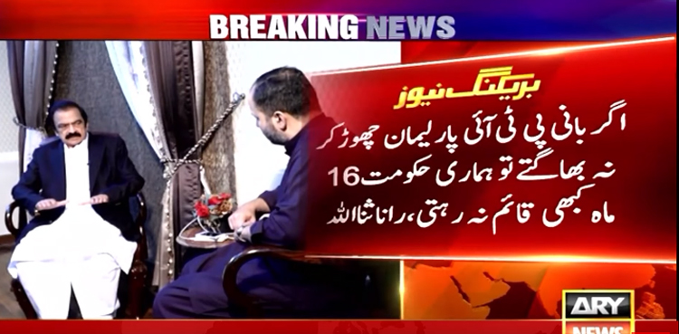 بانی پی ٹی آئی پارلیمان چھوڑ کر نہ بھاگتے تو ہماری حکومت 16 ماہ قائم نہ رہتی، رانا ثنااللہ