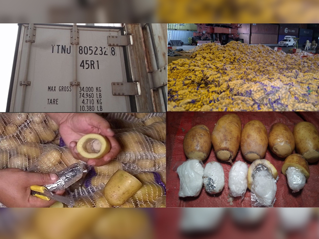 آلو کے اندر منشیات چھپا کر اسمگلنگ کی کوشش ناکام