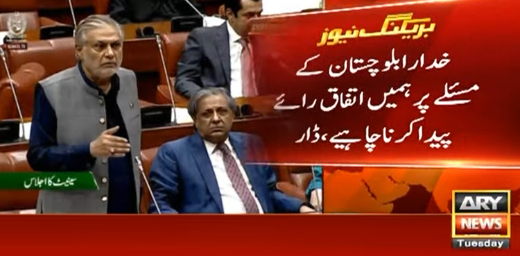 خدارا بلوچستان کے مسئلے پر ہمیں اتفاق رائے پیدا کرنا چاہیے، اسحاق ڈار