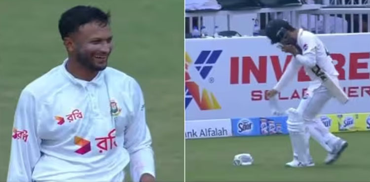 ابرار احمد کی ٹائم آؤٹ سے بچنے کیلئے جلدبازی، شکیب کے ہنسنے کی ویڈیو وائرل