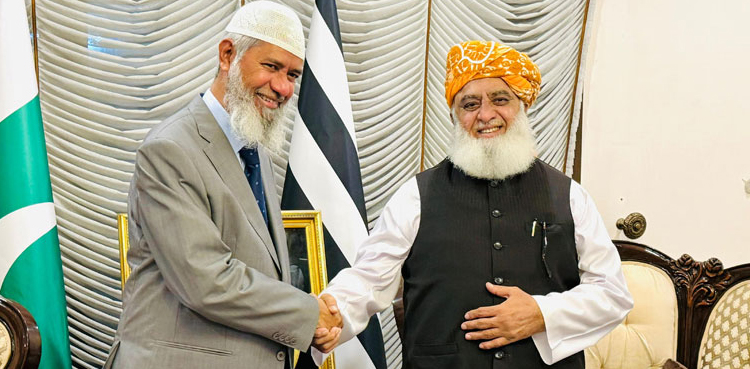 مولانا فضل الرحمان  سے میری خواہش تھی جو آج پوری ہوئی،  ڈاکٹر ذاکر نائیک