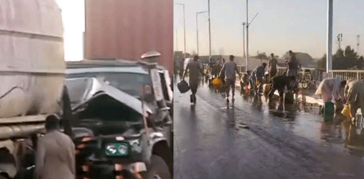 نیٹی جیٹی پل پر ٹرالر اور آئل ٹینکر میں تصادم، شہری آئل جمع کرنے پہنچ گئے