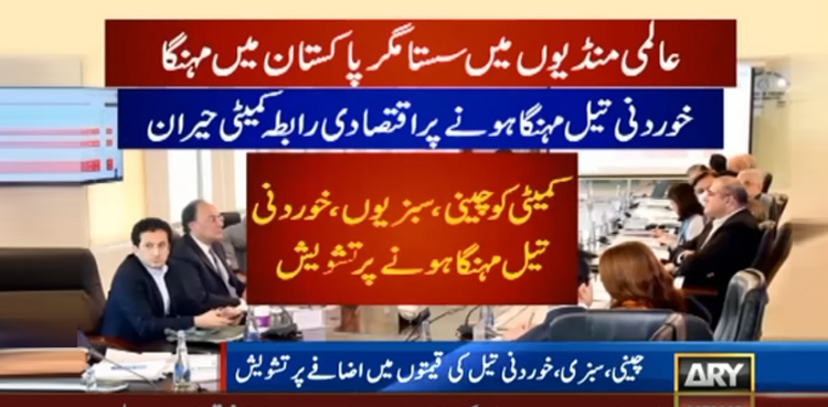 دنیا بھر میں کھانے کا تیل سستا تو پاکستان میں مہنگا کیوں؟ اقتصادی رابطہ کمیٹی میں مہنگائی کا بھانڈا پھوٹ گیا