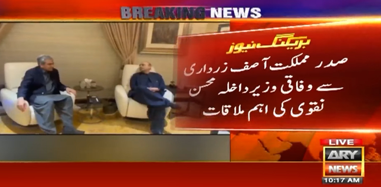 صدر زرداری سے وزیر داخلہ محسن نقوی کی اہم ملاقات
