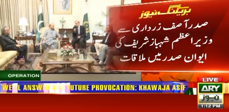 وزیر اعظم کی صدر مملکت سے ملاقات، بھارت کو بھرپور جواب دینے پر اطمینان کا اظہار