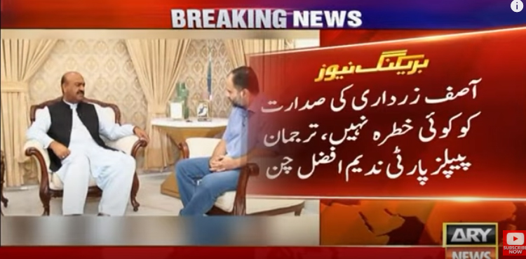 آصف زرداری کی صدارت کو کوئی خطرہ نہیں،  ندیم افضل چن