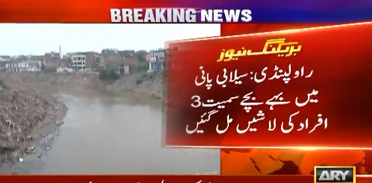 راولپنڈی : سیلابی ریلے میں بہنے والے 5 سالہ  بچے سمیت 3 افراد کی لاشیں مل گئیں