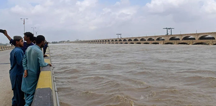 دریائے سندھ میں تربیلا اور چشمہ کے مقام پر نچلے درجے کا سیلاب