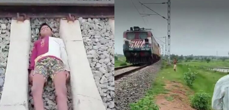 ریلوے ٹریک پر کم عمر لڑکے کا خطرناک اسٹنٹ، منظر دیکھ کر سب کے دل دہل گئے