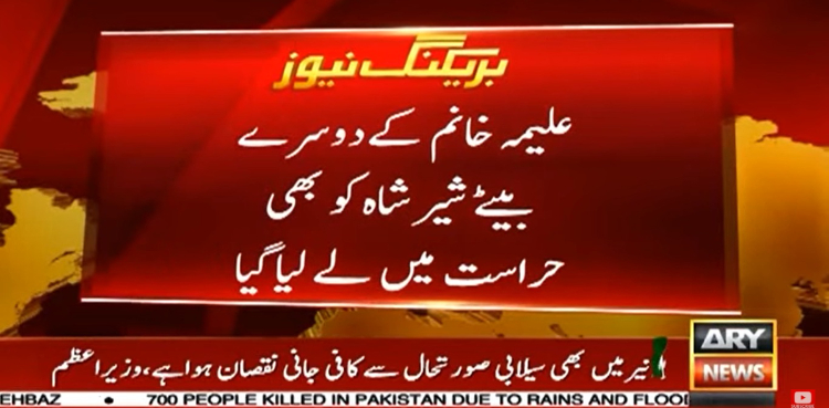 بانی پی ٹی آئی کی بہن علیمہ خانم کا دوسرا بیٹا بھی زیر حراست