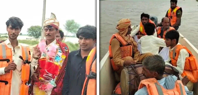 دولہا سمیت بارات سیلاب میں پھنس گئی!