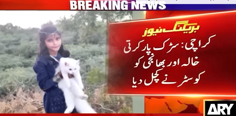 کراچی : تیز رفتار کوسٹر نے سڑک کراس کرتی خالہ اور بھانجی کو کچل ڈالا