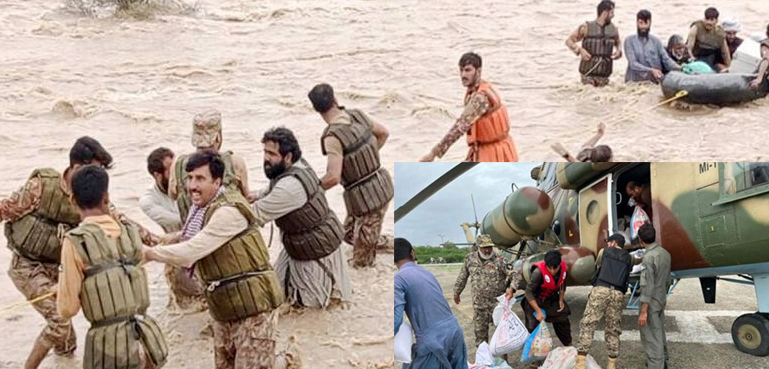 خیبر پختوںخوا کے سیلاب زدہ علاقوں میں پاک فوج کی امدادی سرگرمیاں جاری