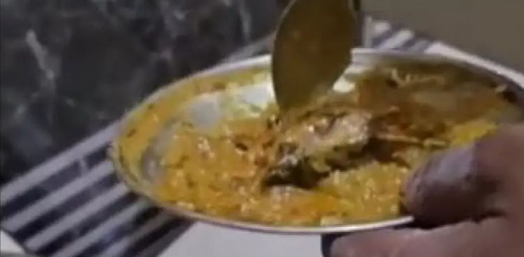 ہوٹل میں کھانے کے دوران سالن میں مرا ہوا چوہا نکل آیا، ویڈیو وائرل